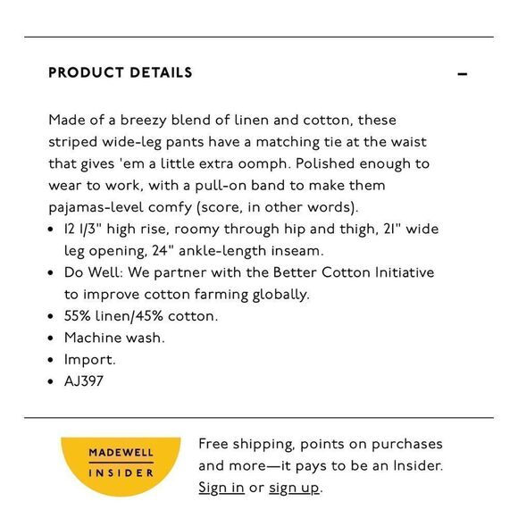 Tie-Waist Huston Pull-On Crop Pants in Stripe | SZ XS - Picture 6 of 12